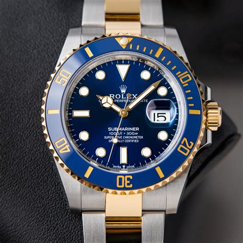 rolex submariner gold blue replica|rolex submariner two tone black.